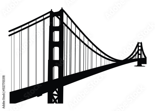 Iconic silhouette of Golden Gate Bridge design