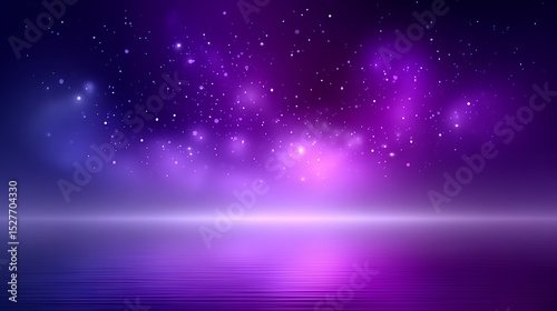 Purple and Pink Night Sky with Starry Reflections on Calm Water