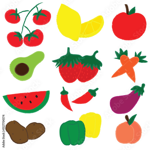 fruits and vegetables elements & vector
