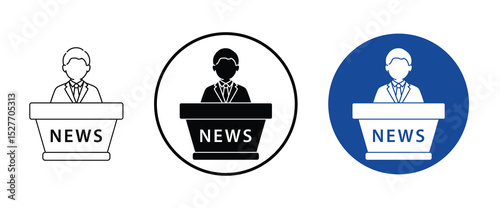 Vector icon set for news anchor themes