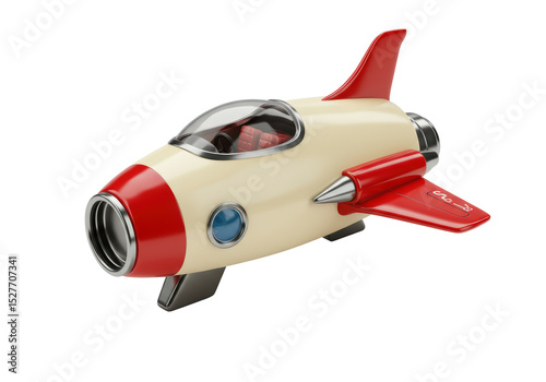 Fototapeta Naklejka Na Ścianę i Meble -  Isolated Vintage Rocket Ship - Retro Space Exploration