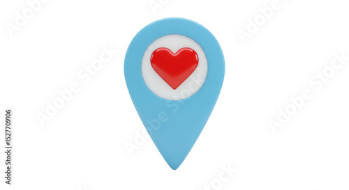 Isolated Location Pin with Heart