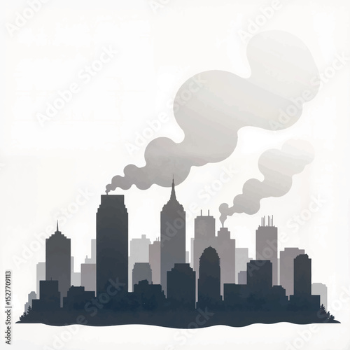 Cityscape in smoggy haze, depicting air quality concern
