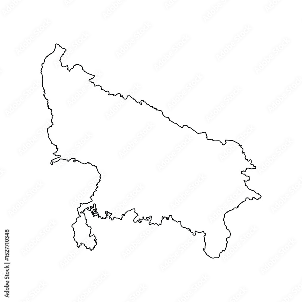 Obraz premium Uttar Pradesh Map Outline Vector Design