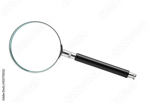 Isolated Classic Magnifying Glass with Black Handle