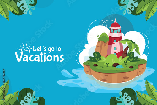 Paradise Island Vacations Flat Background