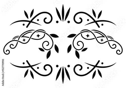 Elegant Black Swirls, Flourishes, and Floral Design Elements