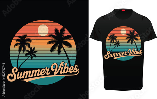 Stylish black cotton t-shirt template for your summer vacation poster