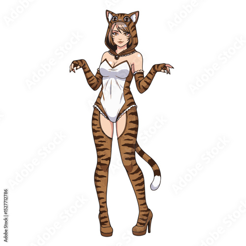 Whimsical anthropomorphic tiger standing upright with playful expression vibrant fur