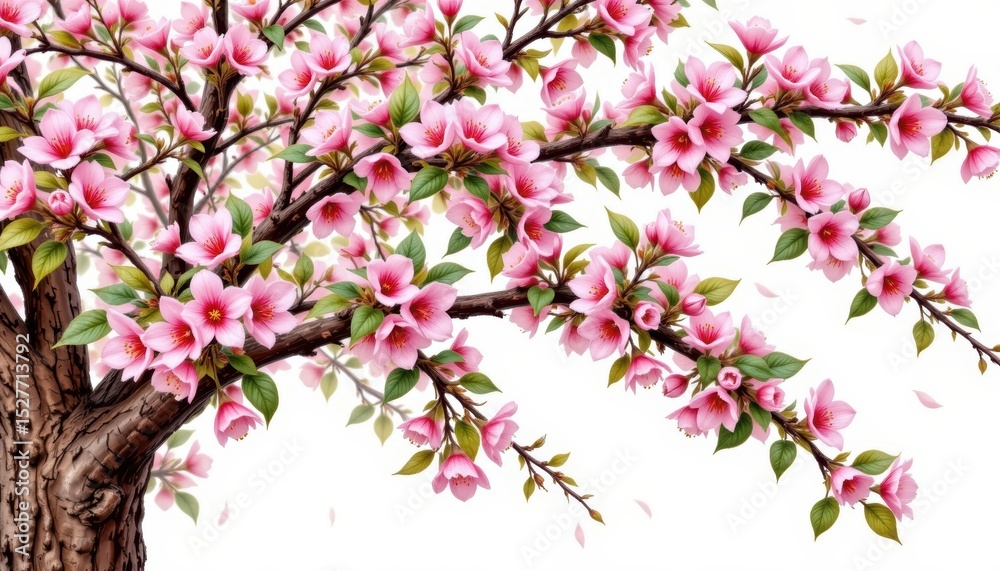 Fototapeta premium Magnificent pink blossoms adorning a tree on sunny spring day beautiful