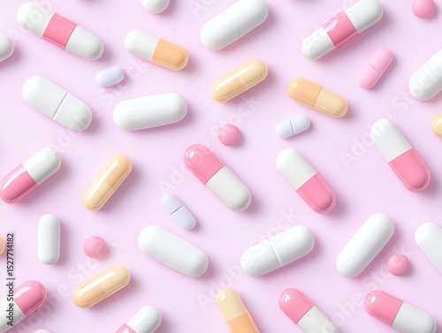 Abstract White and Pastel Pill Shapes on a Clean Background