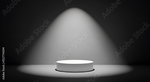 Spotlight on Minimalist White Cylinder Product Display Platform Clean, Modern, and Elegant Stage Design for Showcase