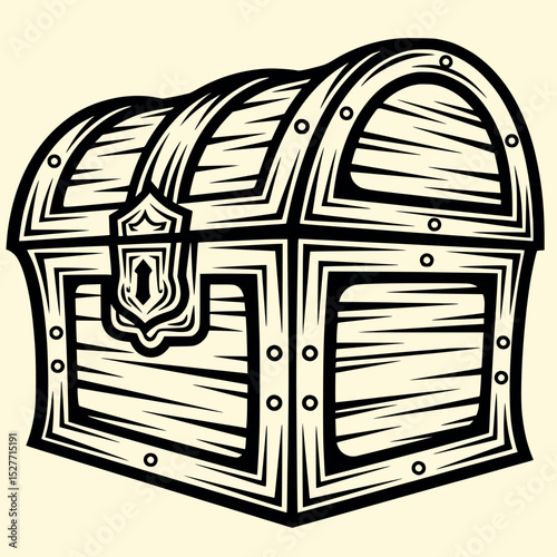 Minimalist Pirate Chest Outline Logo Vector