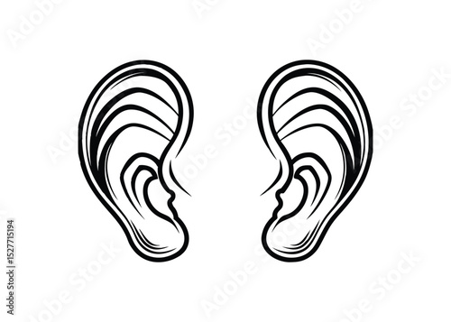 Silhouette of ears isolated on a white background