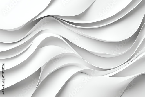 Abstract White Paper Fold Layers Textured Wave Pattern Background