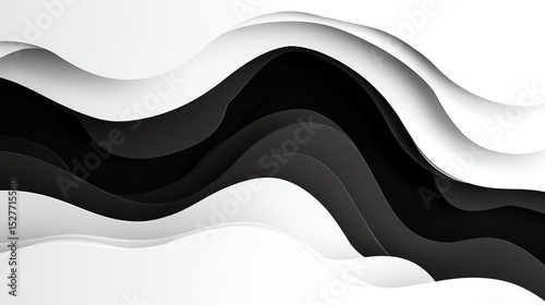 Abstract White Paper Layers with Black Negative Cutout