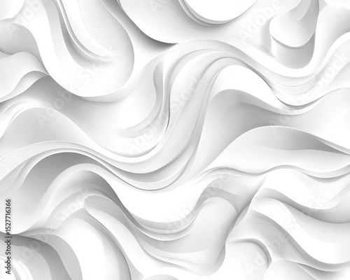 Abstract White Seamless Pattern with Smooth Curves and Lines