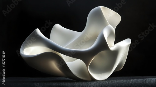 Abstract White Sculpture on Black Background