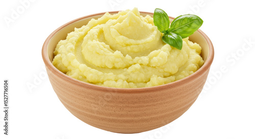 Isolated Bowl of Mashed Potatoes with Basil