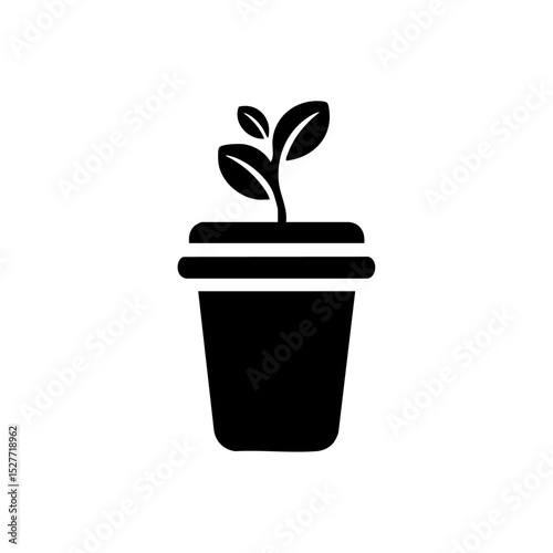 Eco cup logo with sprouting plant, representing sustainability and biodegradable packaging.

