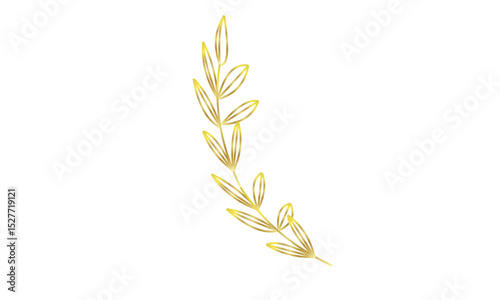 Elegant gold line art floral leaves design on transparent background. Luxury minimalist botanical outline for modern decor, posters, and branding. Sophisticated decorative element PNG