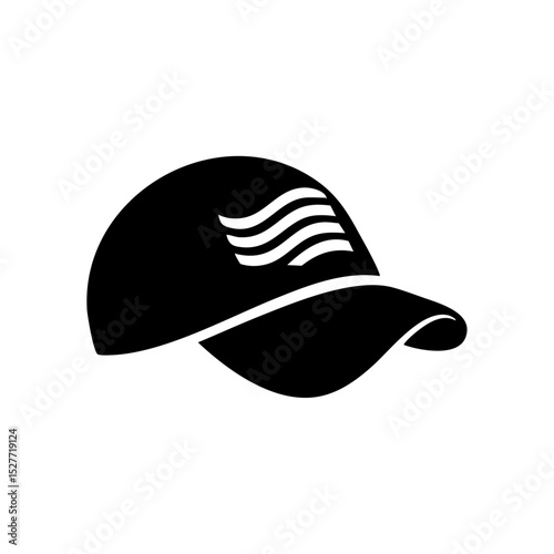 Minimalist vector of a baseball cap with stripe detail, symbolizing casual fashion and sport style.

