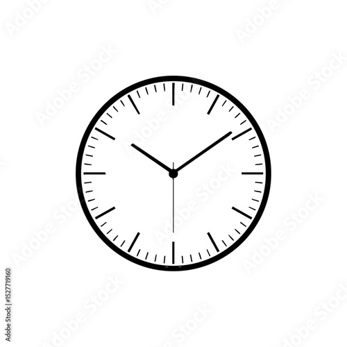 Vector illustration of a simple wall clock with clean lines and no numbers.

