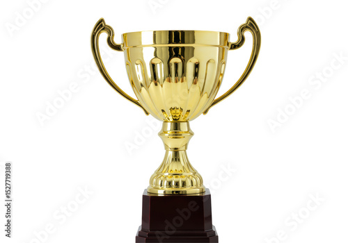 Obraz na płótnie Isolated Golden Trophy Cup on Dark Brown Base