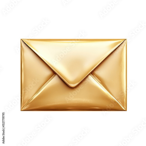 Golden Envelope Icon Symbol Mail Message Communication Digital Graphic on transparent background