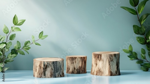 Serene Wooden Display: Nature-Inspired Product Presentation