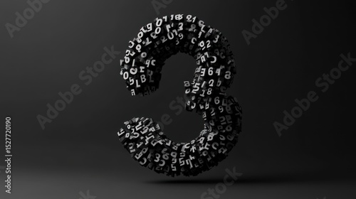 Number Three: A 3D Render of Data Visualization