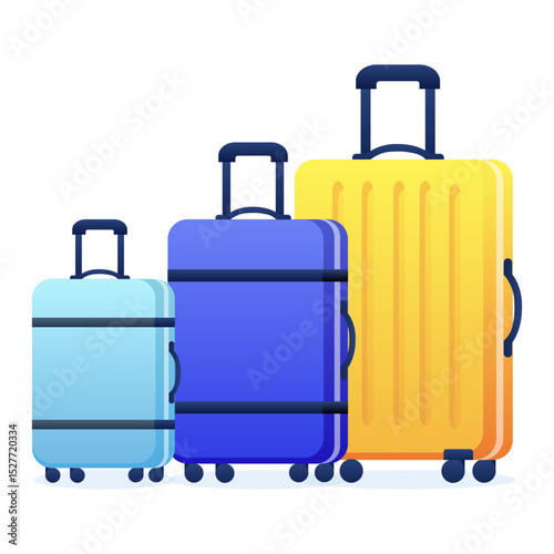 Vector illustration of suitcases of different sizes in flat style.