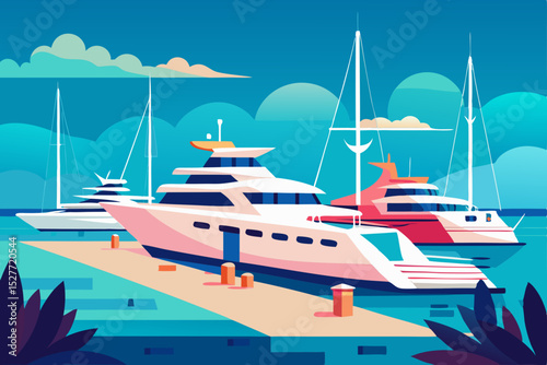 Luxury Yachts Docked at a Marina A Stunning Illustration of Coastal Elegance