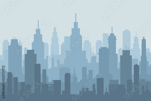 Serene Cityscape A Misty Morning in the Urban Skyline