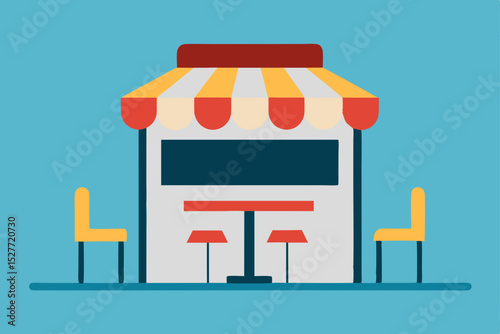 Vector illustration set of house and cafe building icons with furniture for business and home design