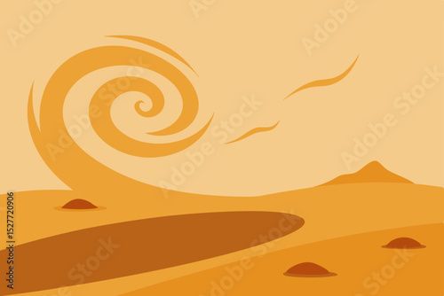 Desert Vortex Whirlwind Illustration of Sand Dune Landscape