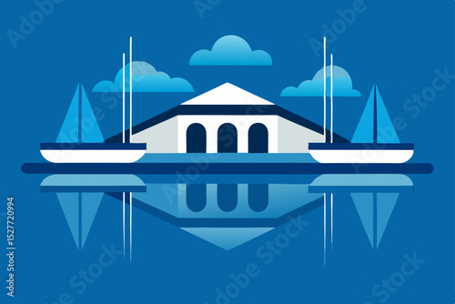A serene Greek island church with a lighthouse overlooks the blue Aegean Sea, where sailboats glide under the summer sky