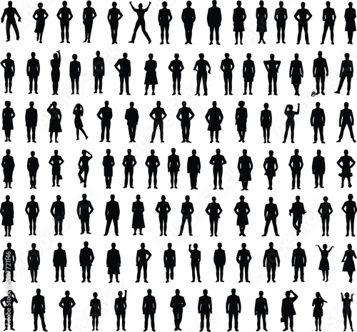 Human Silhouette Collection: 100 Diverse People Poses for Social and Business Design