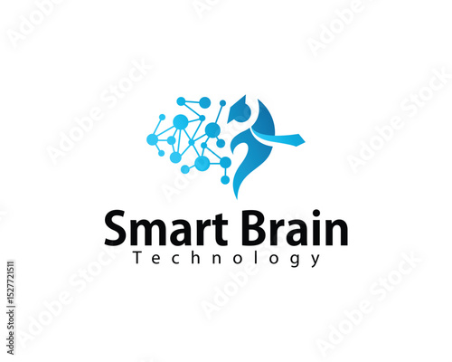 smart brain logo creative technology education connect network
