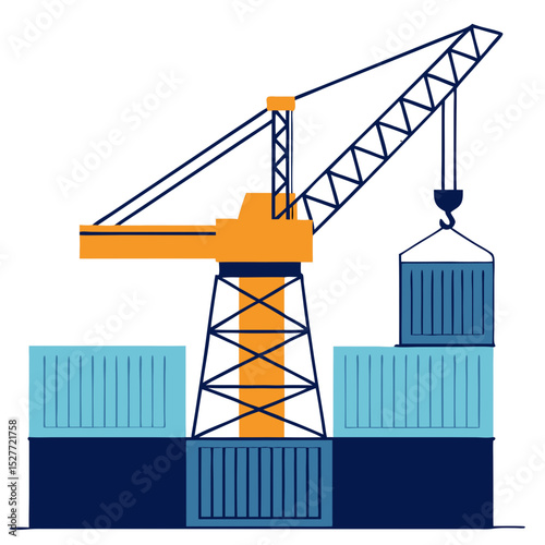 Cargo port crane illustration for international logistics concept - 2