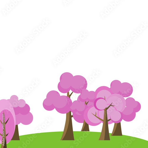 sakura set of tree, pink tree, for kid story elemen vector editable  