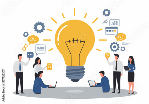 business people with light bulb idea concept
