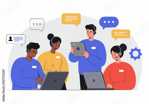 business people with speech bubbles