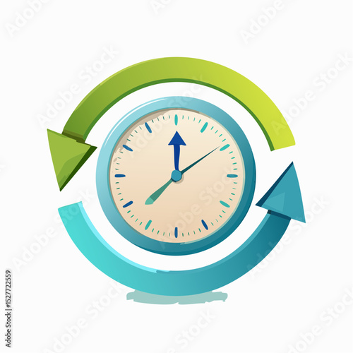 Illustration of a clock surrounded by arrows depicting the concept of time management