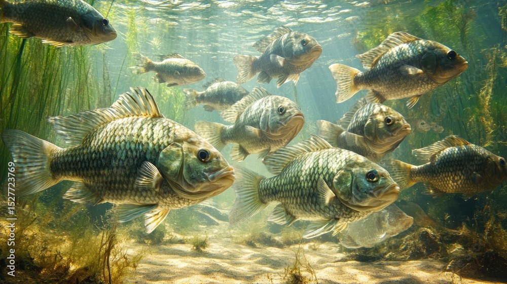 Fototapeta premium School of fish in shallow, sunlit water