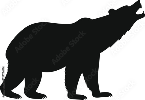 T-shirt Design Vector of a Powerful Brown Grizzly Bear with Sharp Claws and Open Mouth on Isolated White