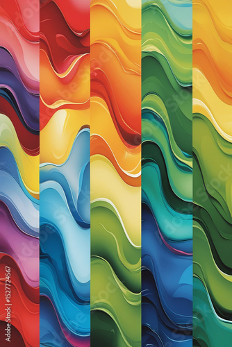 Abstract colorful wavy vertical lines seamless pattern suitable for various design purposes