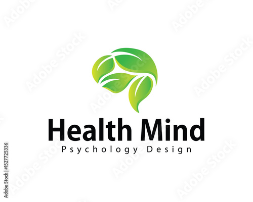 Health mind logo creative brain nature herbal psychology medical clinic
