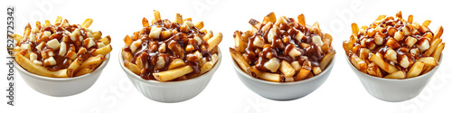 Collection of classic poutine delights, isolated on a transparent background