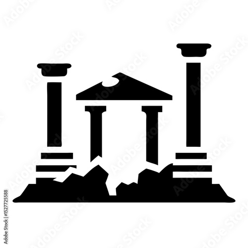 Ancient ruins icon depicting columns and structure in silhouette  